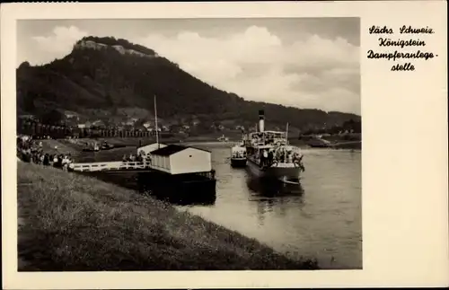 Ak Königstein an der Elbe Sächsische Schweiz, Dampferanlegestelle