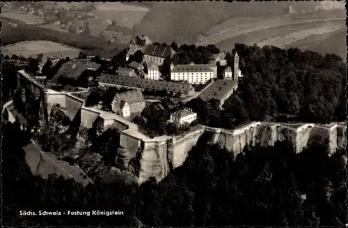 Ak Königstein an der Elbe Sächsische Schweiz, Festung, Fliegeraufnahme