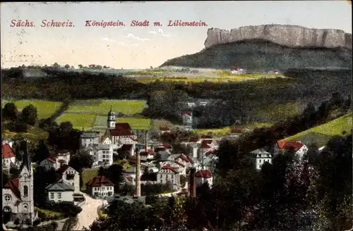 Ak Königstein an der Elbe Sächsische Schweiz, mit Lilienstein