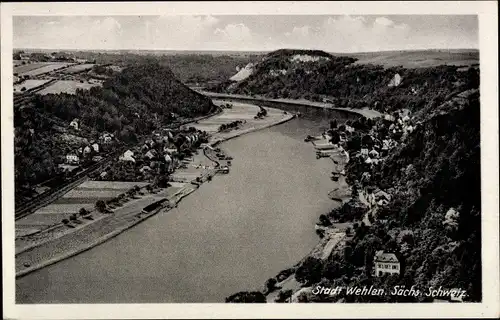 Ak Wehlen an der Elbe Sachsen, Ortsansicht mit Elbe