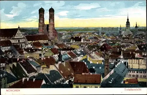 Ak München, Totalansicht mit Frauenkirche