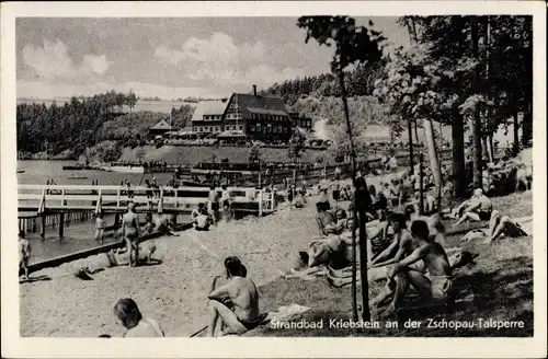 Ak Kriebstein Mittelsachsen, Zschopau Talsperre, Strandbad