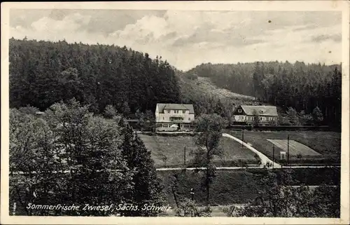 Ak Zwiesel Berggießhübel in Sachsen, Fremdenhof Waldfrieden-Baude