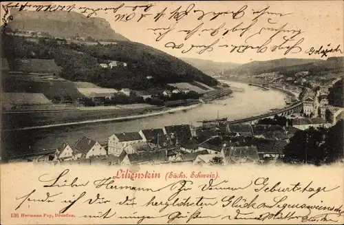 Ak Bad Schandau an der Elbe, Lilienstein, Teilansicht