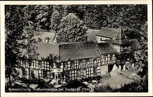 Ak Quirla Roda Stadtroda in Thüringen, Weihertalmühle, Blick von oben