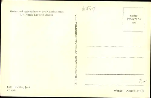 Ak Renthendorf in Thüringen, Dr. Alfred Brehm Gedächtnisstätte, Wohnhaus