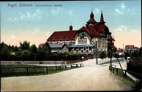 Ak Ober Jössnitz Jößnitz im Vogtland, Bahnhofshotel