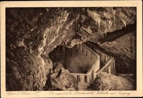 Ak Syrau Rosenbach im Vogtland, Drachenhöhle, Walhalla mit Ausgang