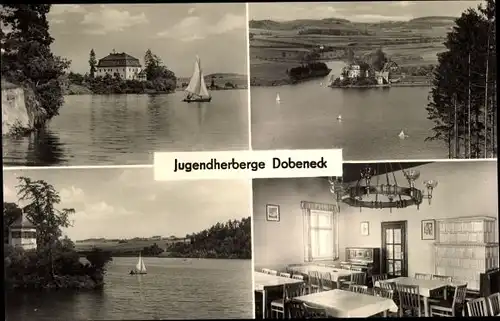 Ak Pirk Burgstein Weischlitz im Vogtland, Jugendherberge Dobeneck an der Talsperre