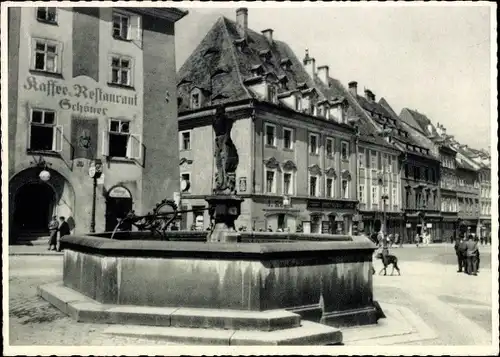 Ak Eger Region Karlsbad, Wast Brunnen, Kaffee Restaurant Schöner