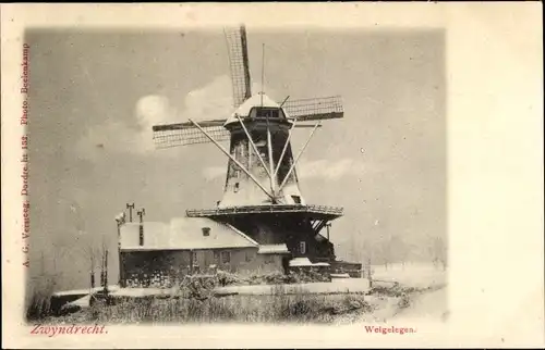 Ak Zwijndrecht Südholland Niederlande, Welgelegen, Winter, Windmühle