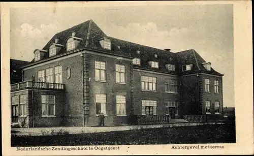 Ak Oegstgeest Südholland Niederlande, Nederlandsche Zendingsschool, Achtergevel