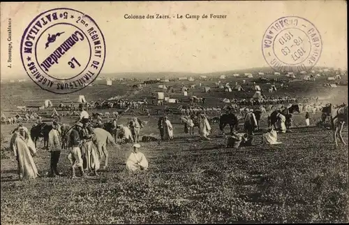 Ak Marokko, Colonne des Zaers, Le Camp de Fouzer