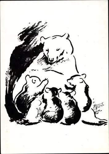 Künstler Ak Schnabel, R., Bären, Jungtiere