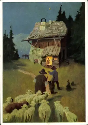 Künstler Ak Schönermark, M., Glückwunsch Weihnachten, Mit den Hirten will ich gehen...