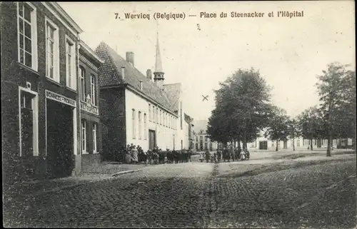 Ak Wervik Wervicq Westflandern, Place de Steenacker et l'Hopital
