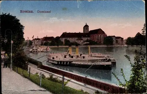 Ak Wrocław Breslau Schlesien, Dominsel