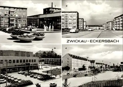 Ak Eckersbach Zwickau in Sachsen, Versorgungszentrum, Kosmonautenstraße, HO Kaufhalle, Scheffelstr.