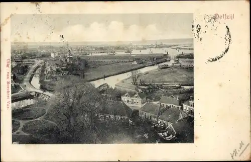 Ak Delfzijl Groningen, Panorama vom Ort