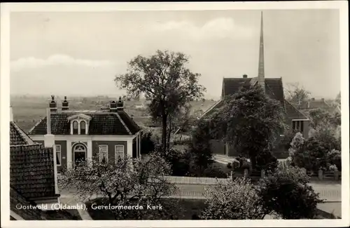Ak Oostwalde Oostwold Oldambt Groningen, Geref. Kerk