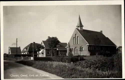 Ak Onnen Groningen Niederlande, Geref. Kerk en Pastorie