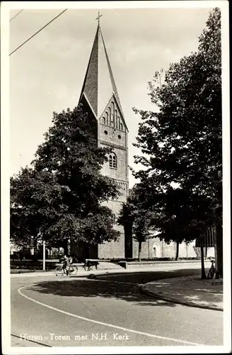 Ak Haren Groningen Niederlande, Toren met N. H. Kerk