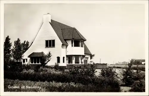 Ak Nieuwolda Groningen, Ortsansicht mit Wohnhaus