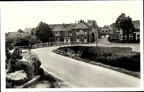 Ak Ezinge Groningen, Dorfeingang, Brücke