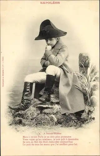 Ak Napoleon, A Sainte Helene, Kind in historischer Uniform