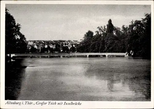 Ak Altenburg in Thüringen, Großer Teich mit Inselbrücke