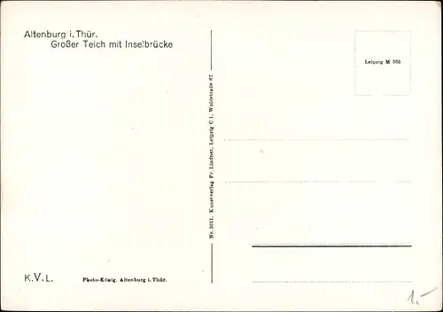 Ak Altenburg in Thüringen, Großer Teich mit Inselbrücke