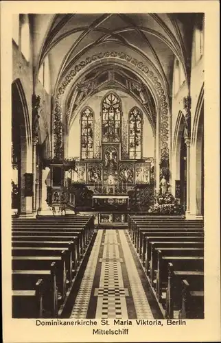 Ak Berlin, Innenansicht der Dominikanerkirche St. Maria Viktoria, Mittelschiff