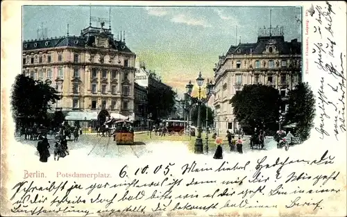 Ak Berlin Tiergarten, Potsdamer Platz, Straßenbahn