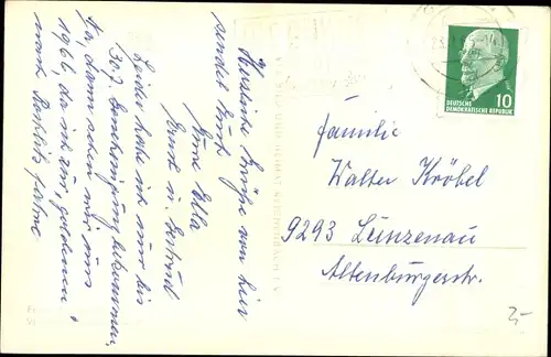 Ak Gera in Thüringen, Hochhaus, Straßenpartie, Turmuhr