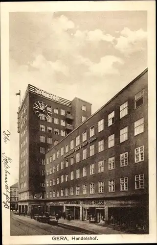 Ak Gera in Thüringen, Handelshof, Wanduhr, Geschäft Julius Riess