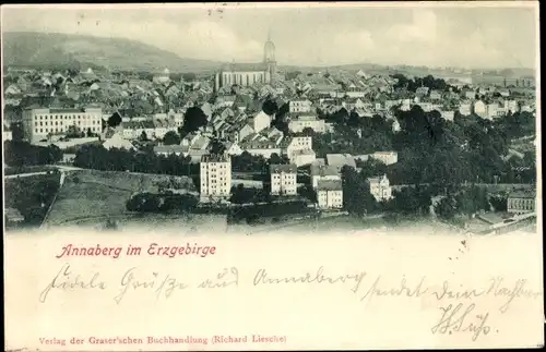 Ak Annaberg Buchholz im Erzgebirge, Gesamtansicht, Kirche