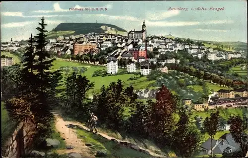 Ak Annaberg Buchholz Erzgebirge, Gesamtansicht mit Pöhlberg