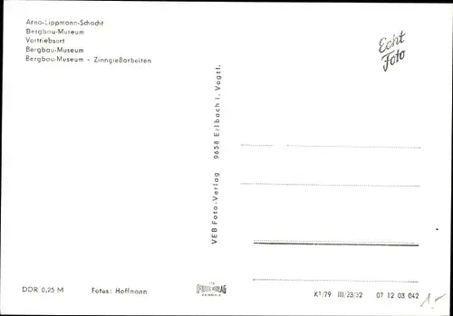 Ak Altenberg im Erzgebirge, Arno Lippmann Schacht, Bergbaumuseum, Vortriebsort, Zinngießarbeiten