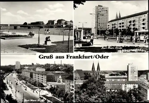 Ak Frankfurt an der Oder, Oderpromenade, Karl-Marx-Straße, Teilansicht