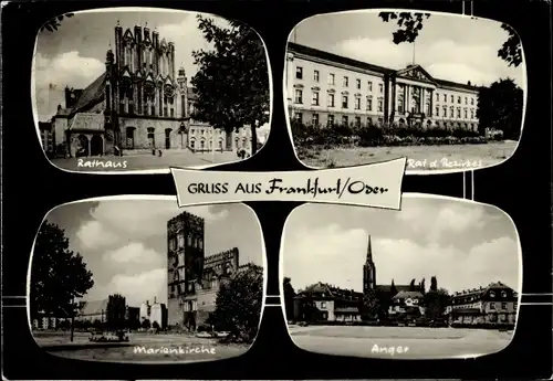 Ak Frankfurt an der Oder, Rathaus, Marienkirche, Anger, Rat d. Bezirkes