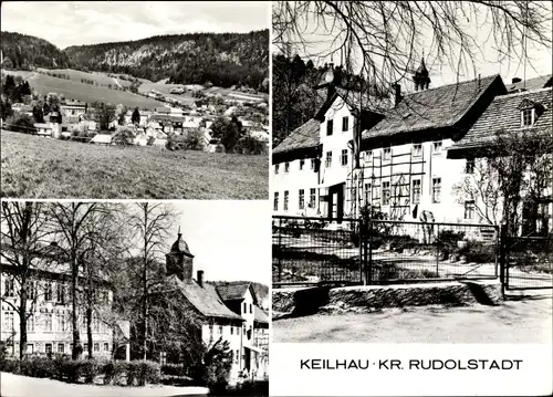 Ak Keilhau Rudolstadt in Thüringen, Sprachschule Friedrich Fröbel, Kirche, Gesamtansicht