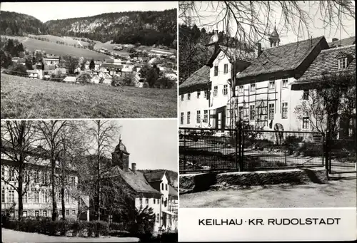 Ak Keilhau Rudolstadt in Thüringen, Sprachschule Friedrich Fröbel, Kirche, Gesamtansicht