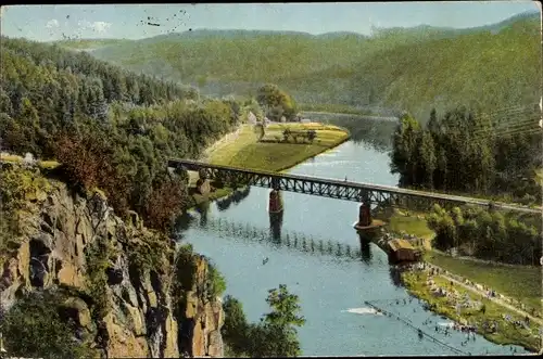 Ak Mittweida in Sachsen, Blick ins Zschopautal, Brücke