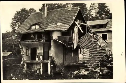 Ak Bad Gottleuba in Sachsen, Folgen der Hochwasserkatastrophe, 08.Juli 1927, Trümmer