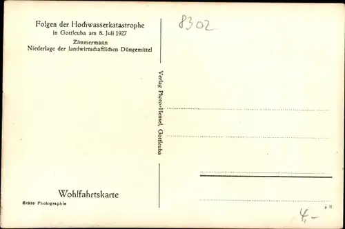 Ak Bad Gottleuba in Sachsen, Folgen der Hochwasserkatastrophe, 08.Juli 1927, Trümmer