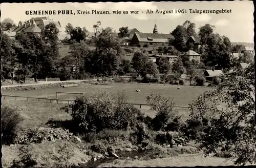 Ak Pöhl Vogtland, Teilansicht vor Bau der Talsperre 1961