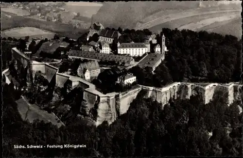 Ak Königstein an der Elbe Sächsische Schweiz, Festung, Fliegeraufnahme