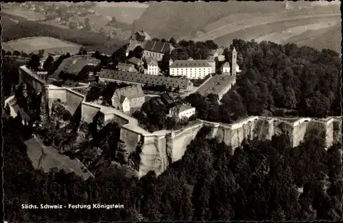 Ak Königstein an der Elbe Sächsische Schweiz, Festung, Fliegeraufnahme