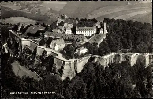 Ak Königstein an der Elbe Sächsische Schweiz, Festung, Fliegeraufnahme