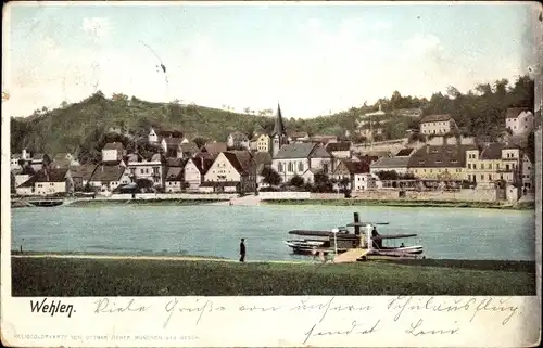 Ak Wehlen an der Elbe Sachsen, Ortsansicht mit Elbe